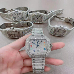white men's moissanite iced out watch
