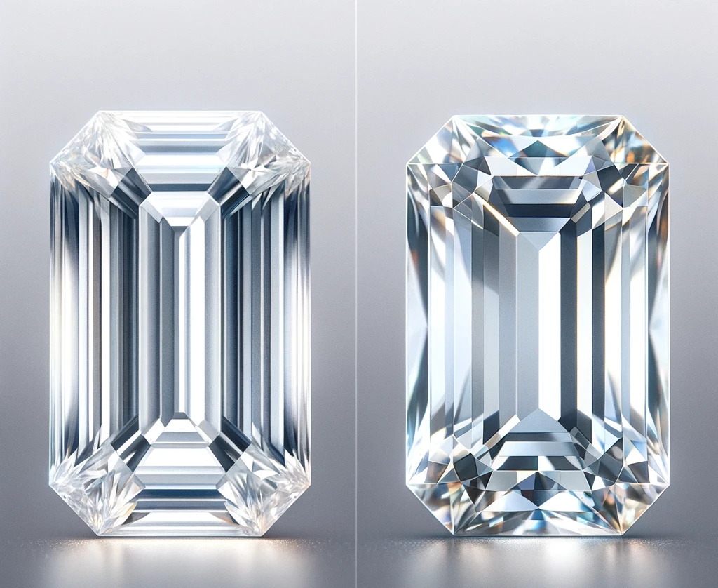 emrald cut moisanite vs diamond