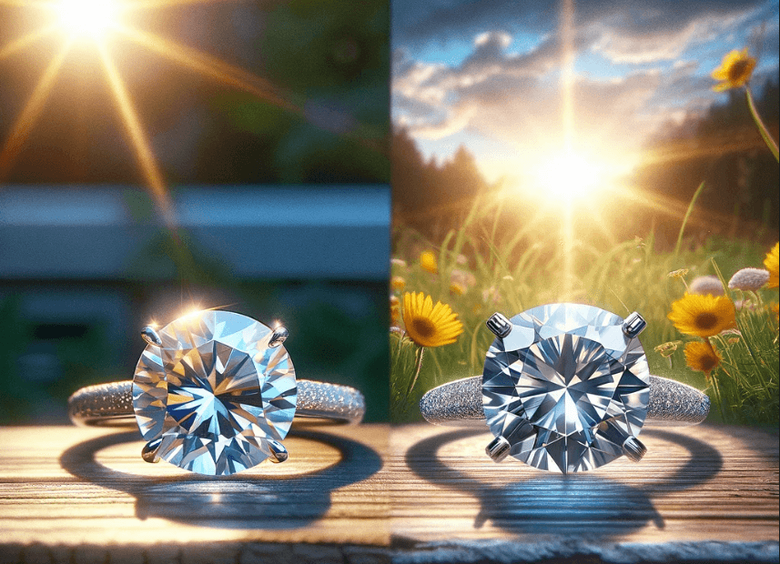 moissanite ring vs lab diamond ring